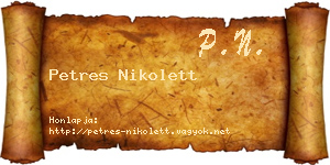 Petres Nikolett névjegykártya